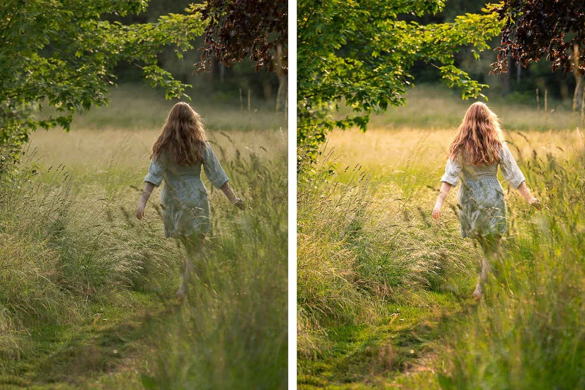 Before and after photo editing example